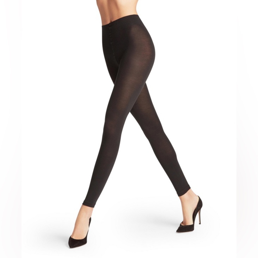 Falke Softmerino Footless Tights Wool Blend in Black NWOT Size Medium
